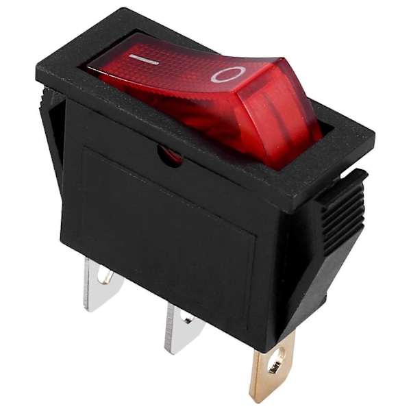 Rocker Switch PÅ AV Stark Bipolär 28x10mm 250V 15A 3 Terminaler RÖD