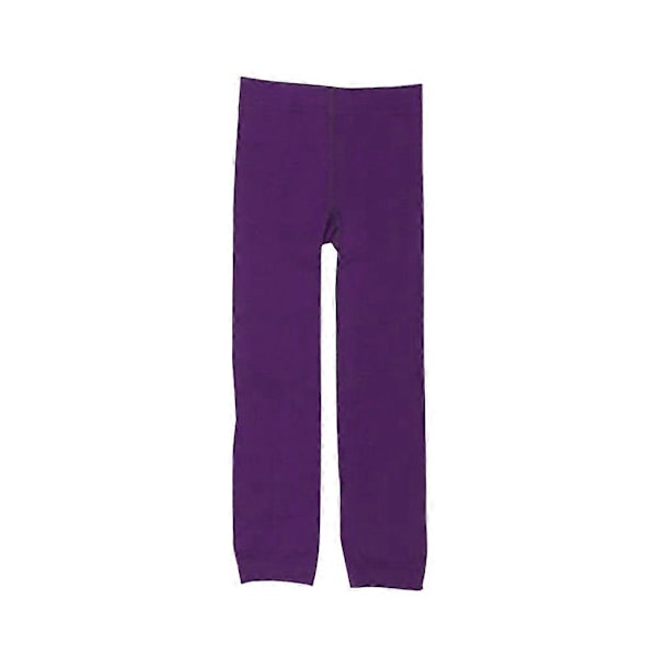 Flickor Vinter Varma Fodrade Tights Byxor Barn Elastiska Tjocka Leggings Nionde Byxor för 5-7 År (Lila)