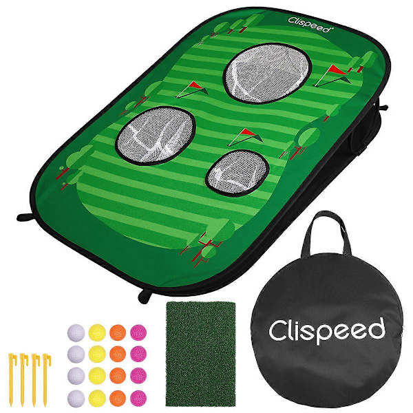 Clispeed Hopfällbart Chippingnät Cornhole Spelset Golfmålnät för Inomhus Utomhus Träningsövning