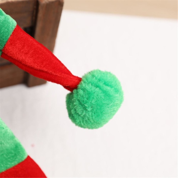 Jul Rolig tomte tomte hatt Xmas nyhet Röd grön randig hatt med Pom Pom fest Festlig semester familjedräkt