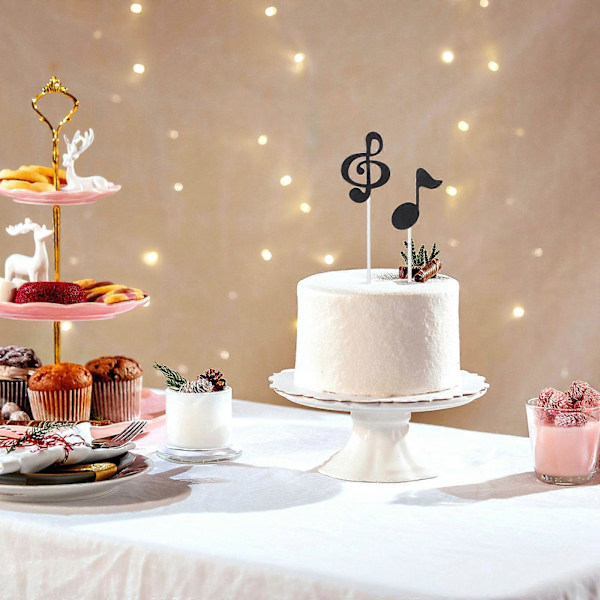 6 stk. Musikknoter Cupcake Toppers for Dessert Bursdagsfest Dekor (Svart)
