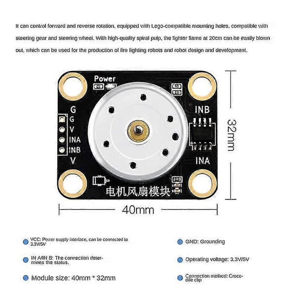 Microbit Alligator DC Motor Modul Med Blæserkontakt PWM Hastighedsregulering 5V