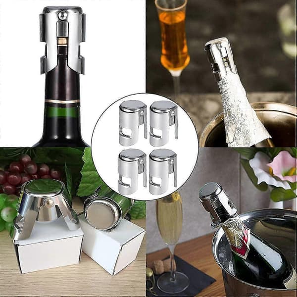 4 stk. Champagneprop, Rustfri Stål, Silikon