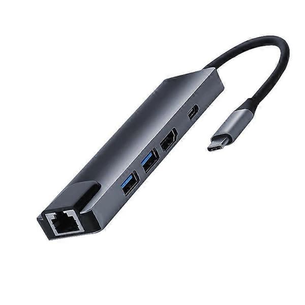 5-i-1 Typ-C till USB3.0 PD Dockningsstation Hub Dock Adapter Konverterare