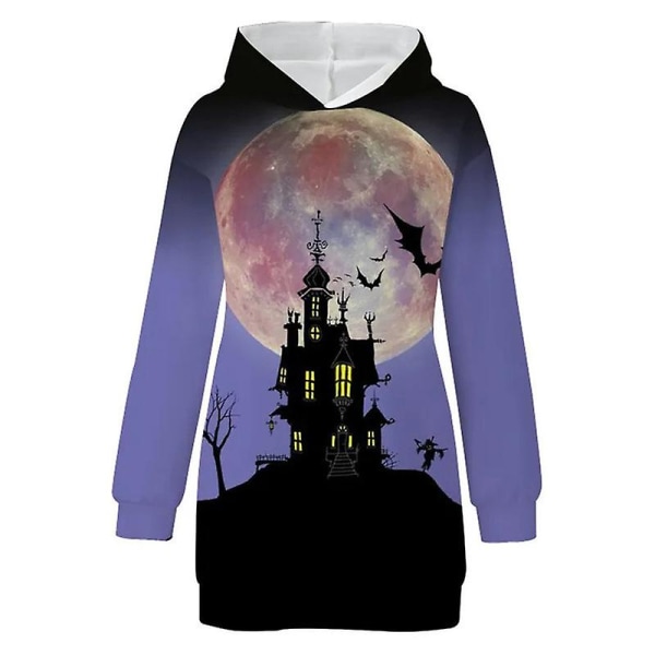 Hooded Womens Halloween Pumpkin Sweatshirt Långärmad Crewneck-tröja med tunikatröjor med ficka style 8 2XL