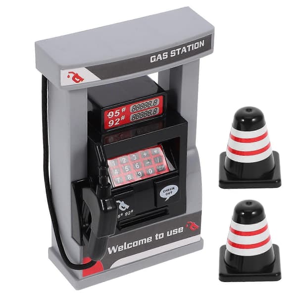 1 Sett med Simulerings Bensinstasjon Modell Miniatyr Veisperringer Modeller Bensinstasjon Leke