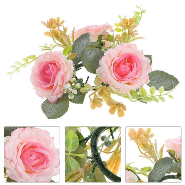2 stk. Kunstig Blomsterkrans Lysring Orkan Lysestake Søylelys Krans