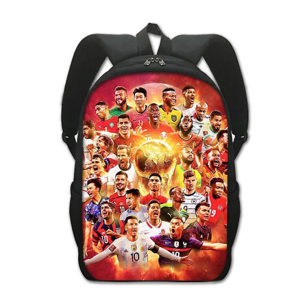 Fotbollsbokväska 2022 Qatar World Cup Print Primary School Backpack Fans Memorial Style8