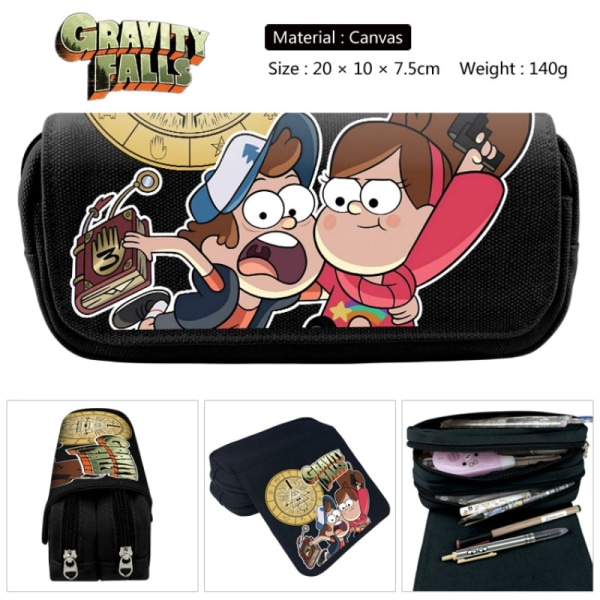 Gravity Falls kreativa canvas dubbel dragkedja tecknat student case B  1pcs