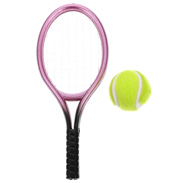 1 Sett Mini Hus Tennis Racket og Tennis Modell Mini Ornament Foto Prop
