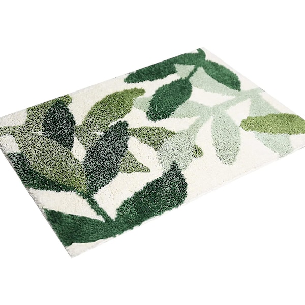 Tflycq Grønne Blade Mikrofiber Stærk Vandabsorption Bademåtte Tårn Med Skridsikker Bagside Indendørs Entré Dørmåtte Kompatibel Med Badeværelsesgulv Indo 19.5* 31.5IN 50* 80 CM