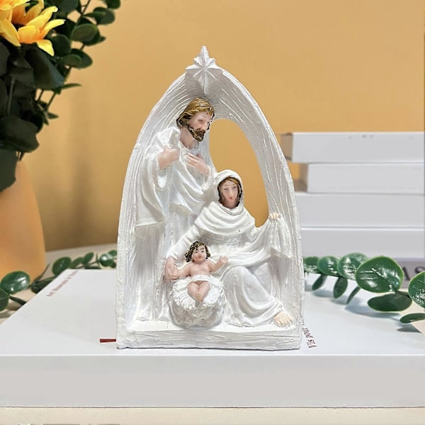 Pyhän Perheen Hartsi Figuriini Seimiasetelma Adventtipatsas Joosef Neitsyt Maria Jeesuksen Syntymä Veistos Koti Toimisto Työpöydän Koriste Ornamentti
