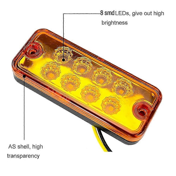 4x LED Sidomarkeringsljus Bil Extern Lampa Varnings Bakljus Indikator Släpvagn Lastbil Signal Klar