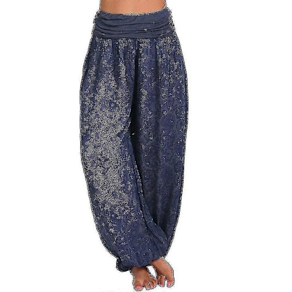 Naisten Boho Paiey Gypsy Harem Housut Ali Baba Jooga Palazzo Löysät Hippihousut Bloomersit Smokkivyötäröllä Royal Blue L