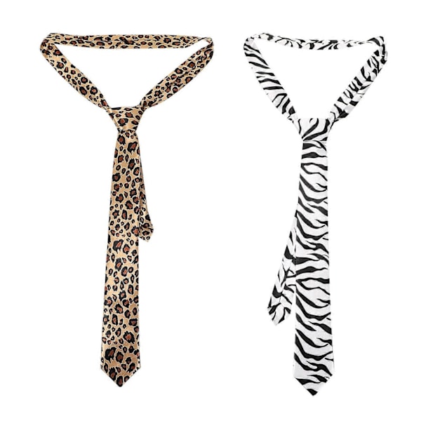 2 stk. Zebra Leopard Mønster Slips Premium Fest Slips Behagelig Slips