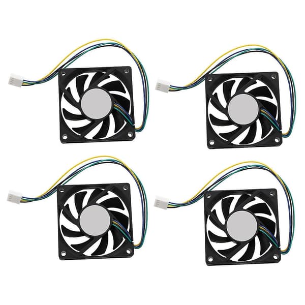 4 stk. 70x70x15mm 12v 4 Pins Pwm Pc Computer Kabinet Cpu Køler Køleblæser Sort