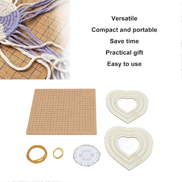 Makramébräda med Rutnät Återanvändbar DIY Flätbräda med Nålar för Armband Smyckestillverkning