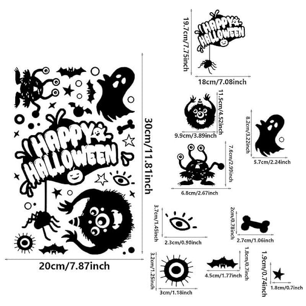 Halloween Staattiset Tarrat Hämähäkki Demonit Lepakko Kiinnitykset Kaksipuoliset Tarrat Halloween Ikkunatarrat Pelottavat Juhlakoristeet Oveen type A