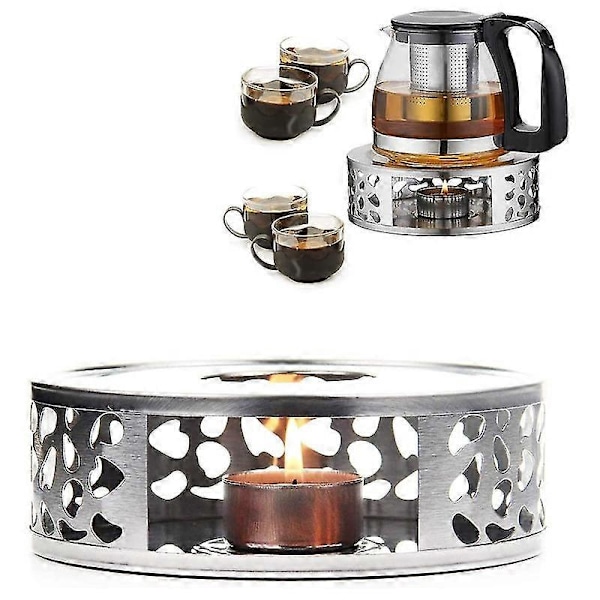 Tevarmer Kaffevaremer Fremstillet af Rustfrit Stål med Tealight Holder Tebase Hul Udskåret Design