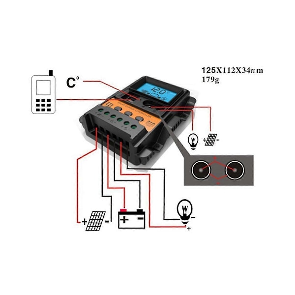 30a Solarladdare 12v24v Solpanel Regulator Auto 2 Usb Lcd-display