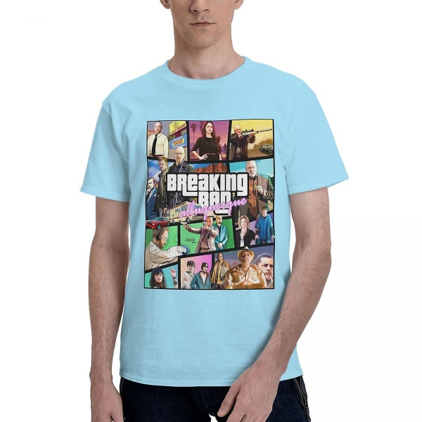 Novelty Breaking Bad Gta Collage T-shirt Herr Dam Rundhalsad 100 % bomull Kortärmade T-shirts 4xl 5xl Kläder Navy Blue 6XL