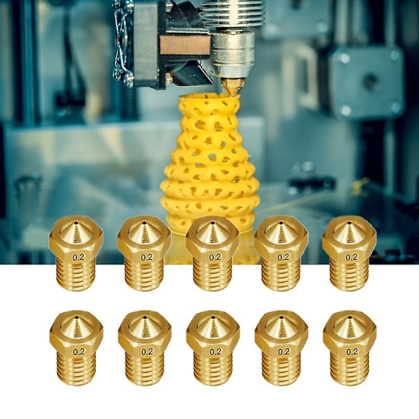 10 stk. 3D-printerdeler M6 Messingdyse for 1,75/3,0 mm V5 V6 Hotend Ekstruder