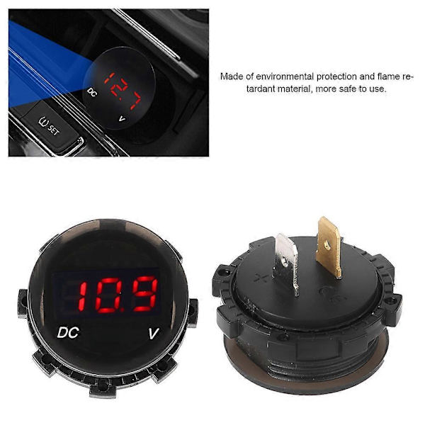 Modifierad Motorcykel Voltmeter LED Digital Display Spänningsmätare Panelmätare (Röd)