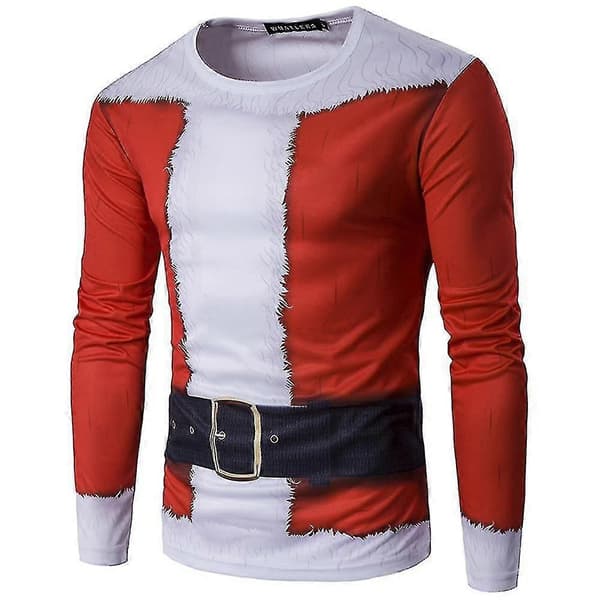 Herr Tomte Tryckt T-shirt Långärmad Jultröja Red 2XL