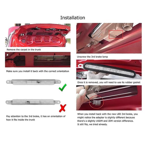 Høyt Montert Bremselys 8334A08 Erstatning Bakluke for Mitsubishi Lancer Evolution X 2008?2017 Svart