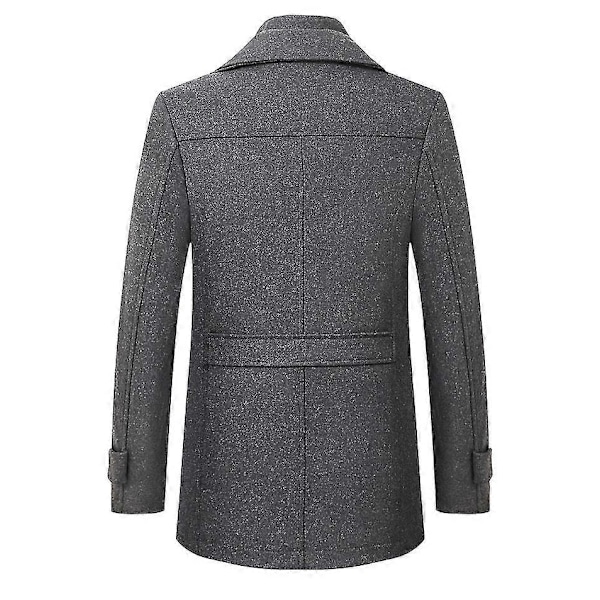 Ullrock för män Höst och Vinter Dubbelkrage Ullrock Slag Tjock Ullrock Lång Jacka grey xxl