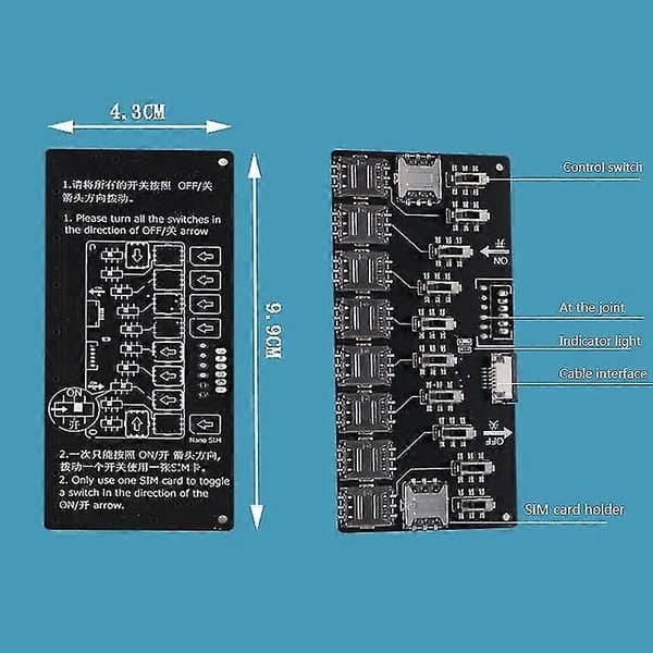 10-spors Adapter Multi-Reader Mini Sim Nano Med Kontrollbryter For Iphone5/6/7/8/x