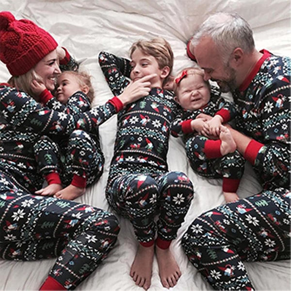 Hem Matchande julpyjamas Nyhet Ugly Snowflake Print Pyjamas Holiday Pyjamas Set Men 6-12 Months