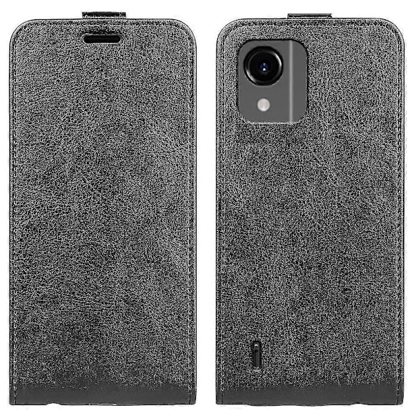 För Nokia C110 Kortfack Telefonfodral Crazy Texture Vertikalt Flip Läderfodral Black Style A Nokia C110