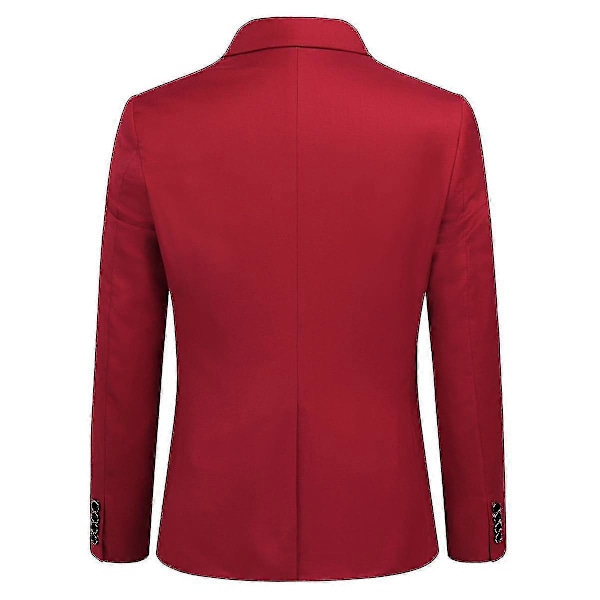 Miesten Puku Business Casual 3-osainen Puku Bleiseri Housut Liivi 9 Väriä Red XL