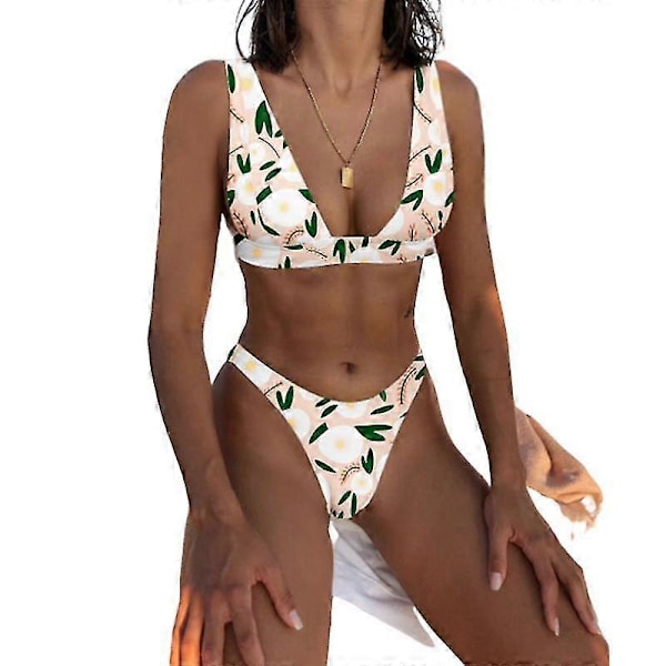 Mimigo Naisten Matala Vyötäröinen Bikini Uimapuku Push Up Halter Kaksiosainen Uima-asu COLOR 12 L