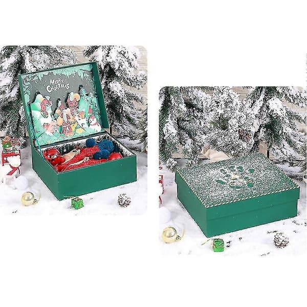Julklappsförpackning - Julkort Presentförpackningar med lock för inslagning av presenter Green