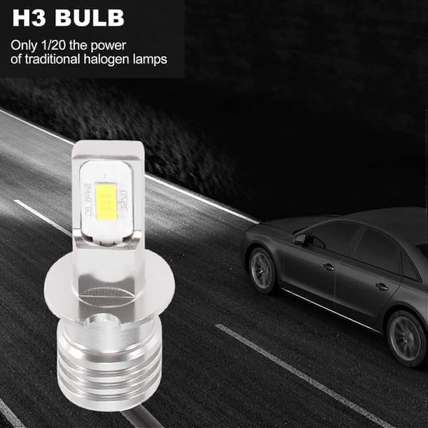 2x H3 Super LED Frontlykt Tåkelys Kjørelys Pære Kit 6000k Hvit 100w