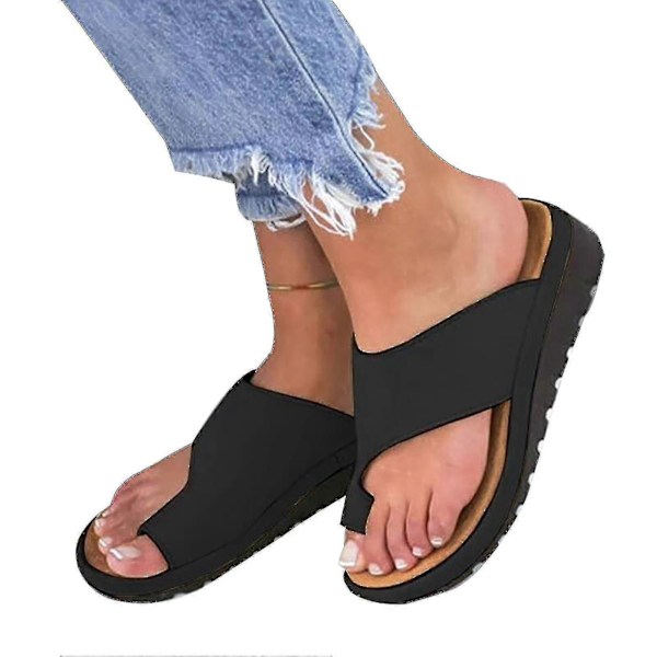 Tåring Sandaler Flip Flop Slitstarka Skor Med Tjock Sula För Ledig Fritid Black 37