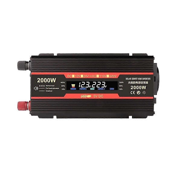 Intellint Inverter 2000w 12v Til Ac Transformator Bilholder Inverter Solcellekonvertering