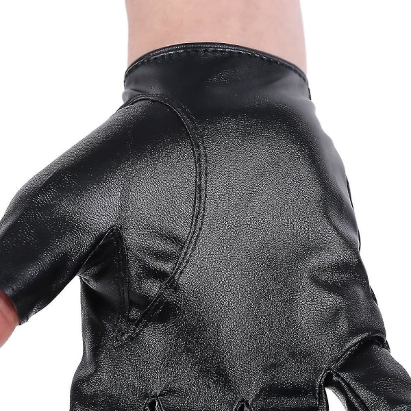 Herre PU Læderhandsker Steampunk Gotiske Halvfinger Hook-loop Votter