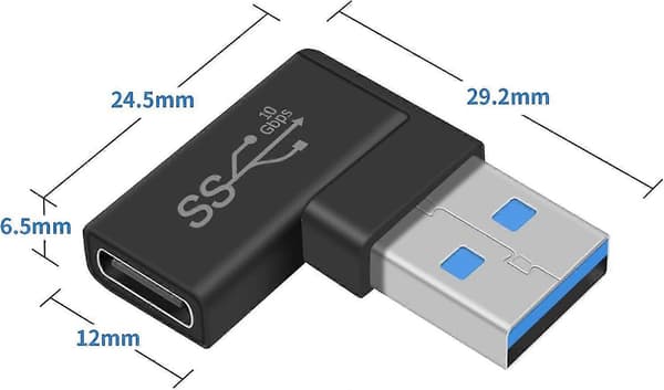 Usb til Usb C-adapter, Usb A til Usb C-adapter, 10 Gbps rettvinklet Usb 3.0 hann til Usb C hunn-adapter, 90 graders Usb 3.1 Gen2 Usb C til Usb 3.0-adapter