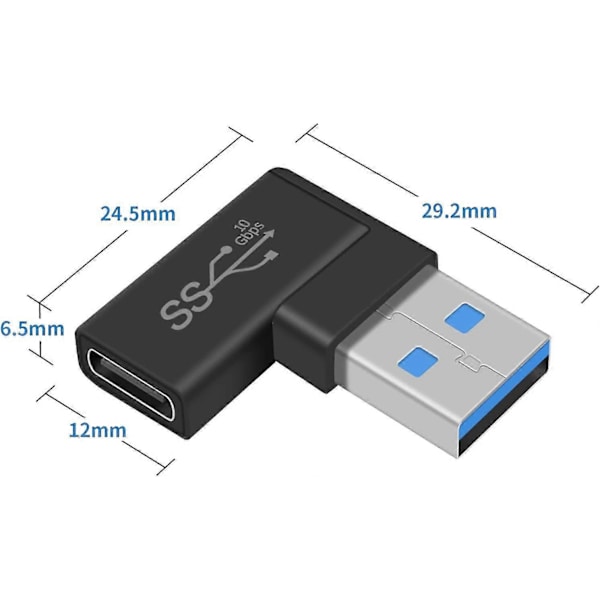 Usb-Usb C -sovitin, Usb A -Usb C -sovitin, 10 Gbps:n suorakulmainen Usb 3.0 -uros-Usb C -naaras -sovitin, 90 asteen Usb 3.1 Gen2 Usb C -Usb 3.0 -sovitin