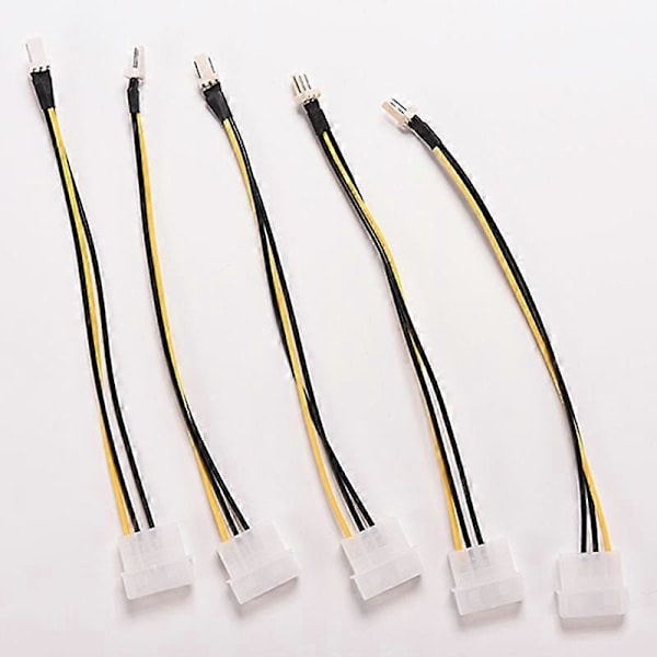 5 kpl 4-nastainen Molex/IDE - 3-nastainen CPU-kotelotuulettimen virtaliitäntäkaapelisovitin 20cm