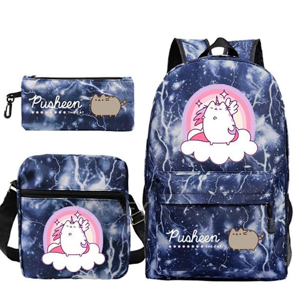 3 st Kawaii Tjock Katt Ryggsäck Pusheen Tryck Skolväska style 6