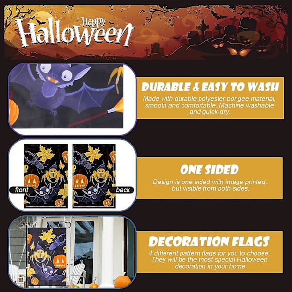 Halloween Dekoration Halloween Tema Fest Dekoration Flaggor Trädgårdsflagga Roliga Flaggor Glad Halloween Banner Dekor Spöklikt Spöke Utomhusdekoration