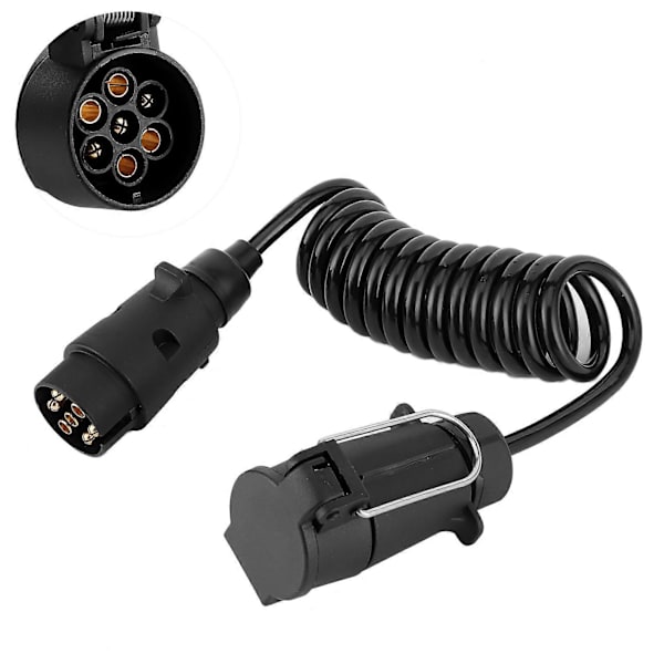2m Spiralkabelledning 7-benet Trailerstik Adapter Ledningsforbindelse til Campingvogn