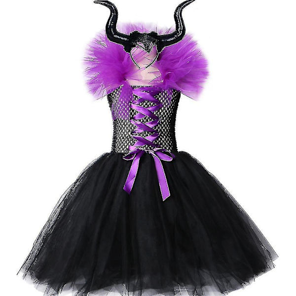 Halloweenklänning för barn Flickors Mesh Bubbelkjol Sovande Förtrollning Klänning Innehållande Hårband Set Hög Kvalitet 10-12y