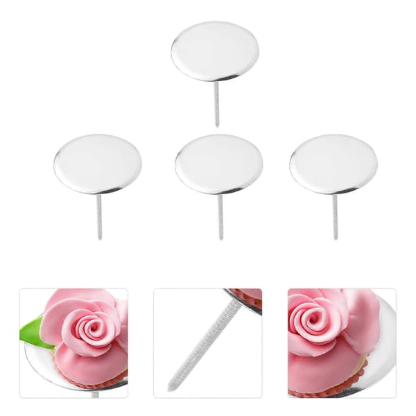 4 stk. kagebagevarme kerner i rustfrit stål blomsterdekorations søm kage cupcake dekorationsværktøjer (L, diameter 5 cm)