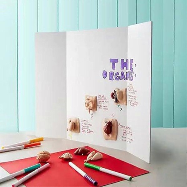 4 st Tri-Fold Affischtavlor Små Vita Presentationstavlor Korrugerad Displaytavla Företagsdisplay Trefaldig Panel