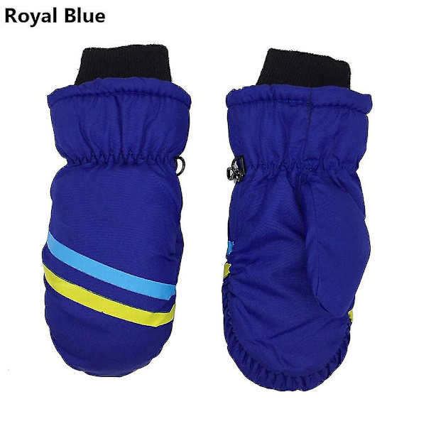 Lämpimät hiihtohanskat lapsille, talvi fleece vedenpitävät lämpimät lumilautailuhanskat 3 sormea hiihtoon ja lasketteluun Style2-royal blue